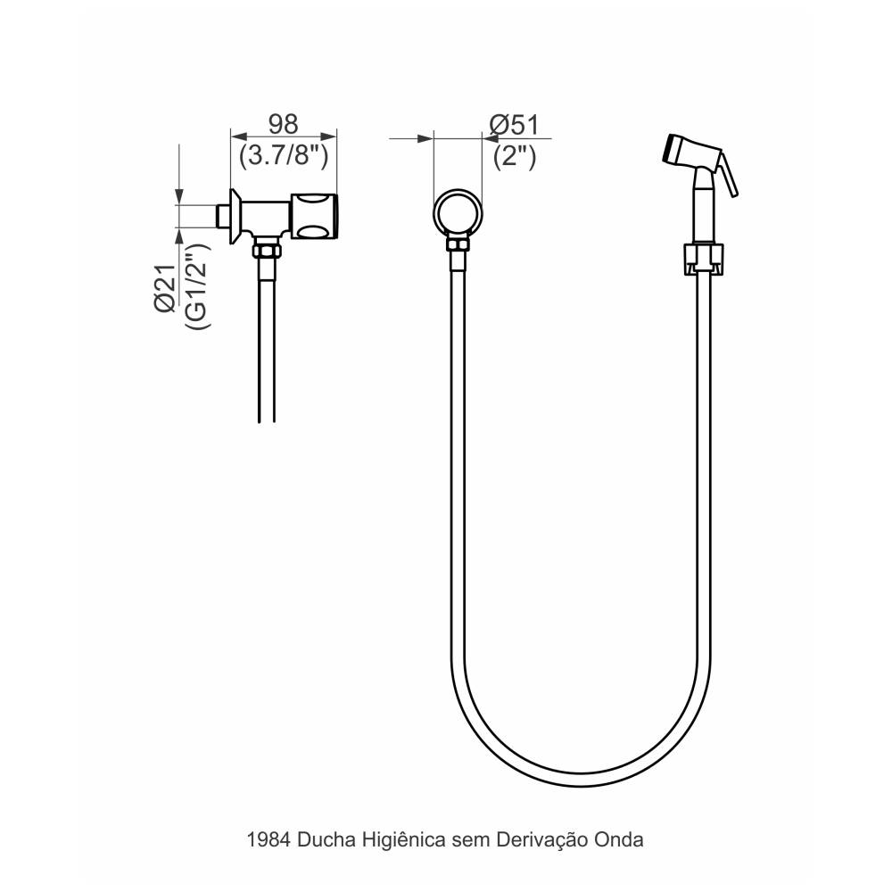 10305110 - 1984 C35 - Ducha higiênica sem derivação - Onda - desenho